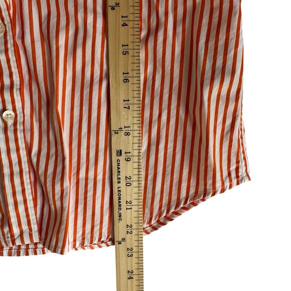 Lauren Ralph Lauren Striped Shirt P/S Orange White Anchor Crest Nautical Preppy - Picture 8 of 9